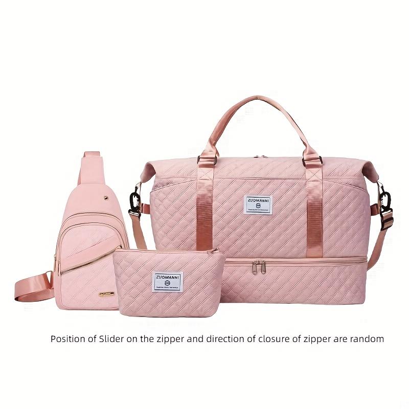 3pcs Argyle Quilted Sport Gym Fitness Bag Set - Large Capacity Travel Duffle with Makeup & Chest Bag, Multifunctional Tote with Wet/Dry Separation рожевий
3pcs Argyle Quilted Sport Gym Fitness Bag Set - Large Capacity Travel Duffle with Makeup & Chest Bag, Multifunctional Tote with Wet/Dry Separation рожевий