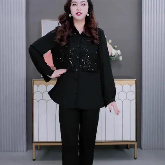 Sequin Chiffon Long Sleeve Blouse for Middle-Aged Women - Plus Size, 2025 Spring Collection XL (120-140 jin) чорний
Sequin Chiffon Long Sleeve Blouse for Middle-Aged Women - Plus Size, 2025 Spring Collection XL (120-140 jin) чорний