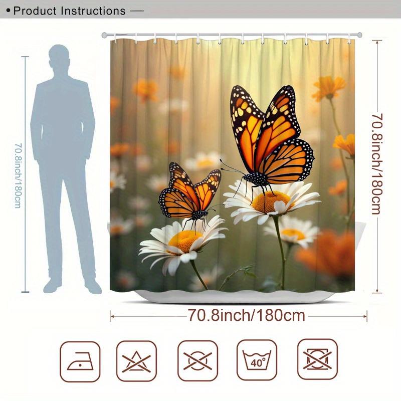 Butterfly Shower Curtain Monarch Butterflies On Daisy Flowers Nature Art Garden Decor Waterproof Fabric Bath Curtain Set Home W60H190(CM)-1 Pcs
Butterfly Shower Curtain Monarch Butterflies On Daisy Flowers Nature Art Garden Decor Waterproof Fabric Bath Curtain Set Home W60H190(CM)-1 Pcs