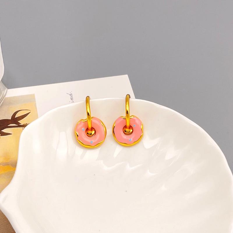 925 Sterling Silver Candy Enamel C-Shaped Donut Earrings with Brass and 18k Gold Plating
925 Sterling Silver Candy Enamel C-Shaped Donut Earrings with Brass and 18k Gold Plating