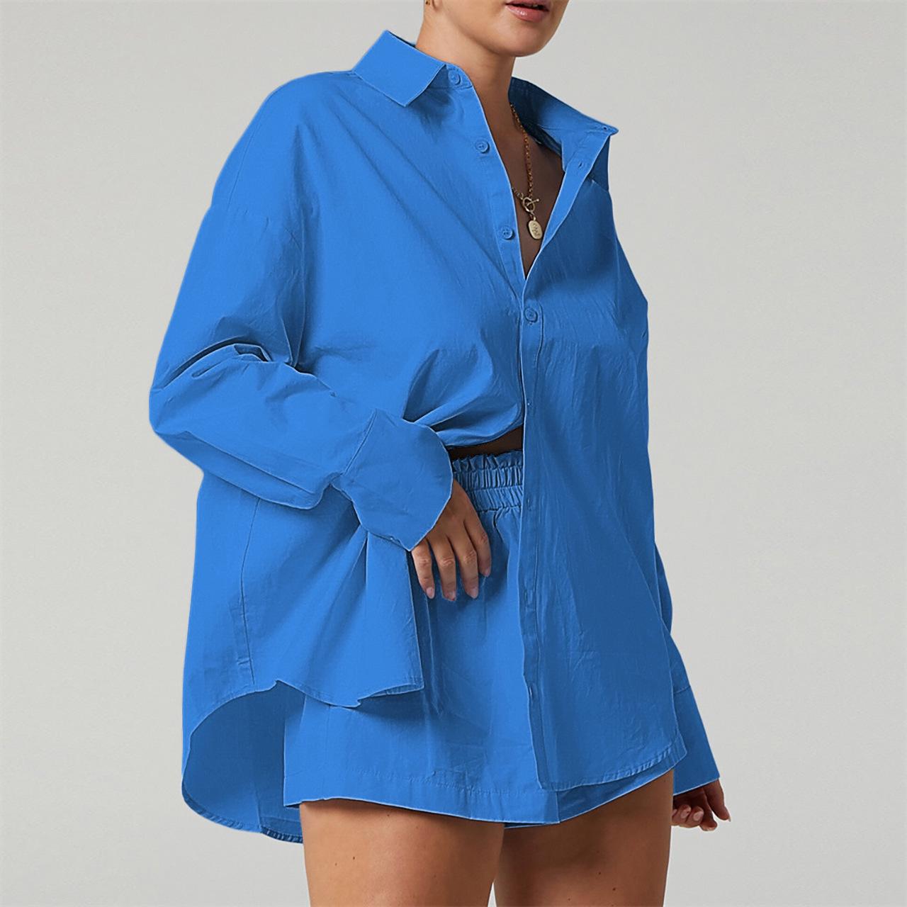 2023 Autumn Women s Solid Color Block Single-Breasted Shirt & Elastic Waistband Shorts Set XXL зелений/аквамарин
2023 Autumn Women s Solid Color Block Single-Breasted Shirt & Elastic Waistband Shorts Set XXL зелений/аквамарин