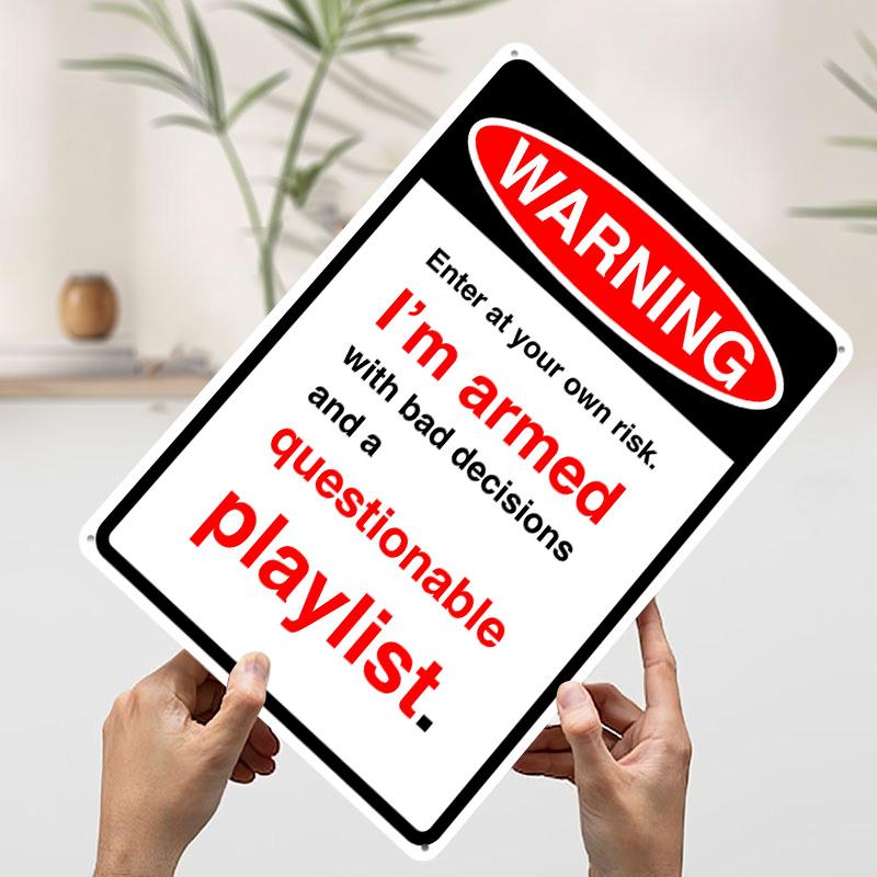 Warning Sign Armed With Bad Decisions Tinplate Poster Customized Wall Art Vintage Retro Metal Signs for Room Decoration Decor 20x30cm(7.8x11.8inch)
Warning Sign Armed With Bad Decisions Tinplate Poster Customized Wall Art Vintage Retro Metal Signs for Room Decoration Decor 20x30cm(7.8x11.8inch)