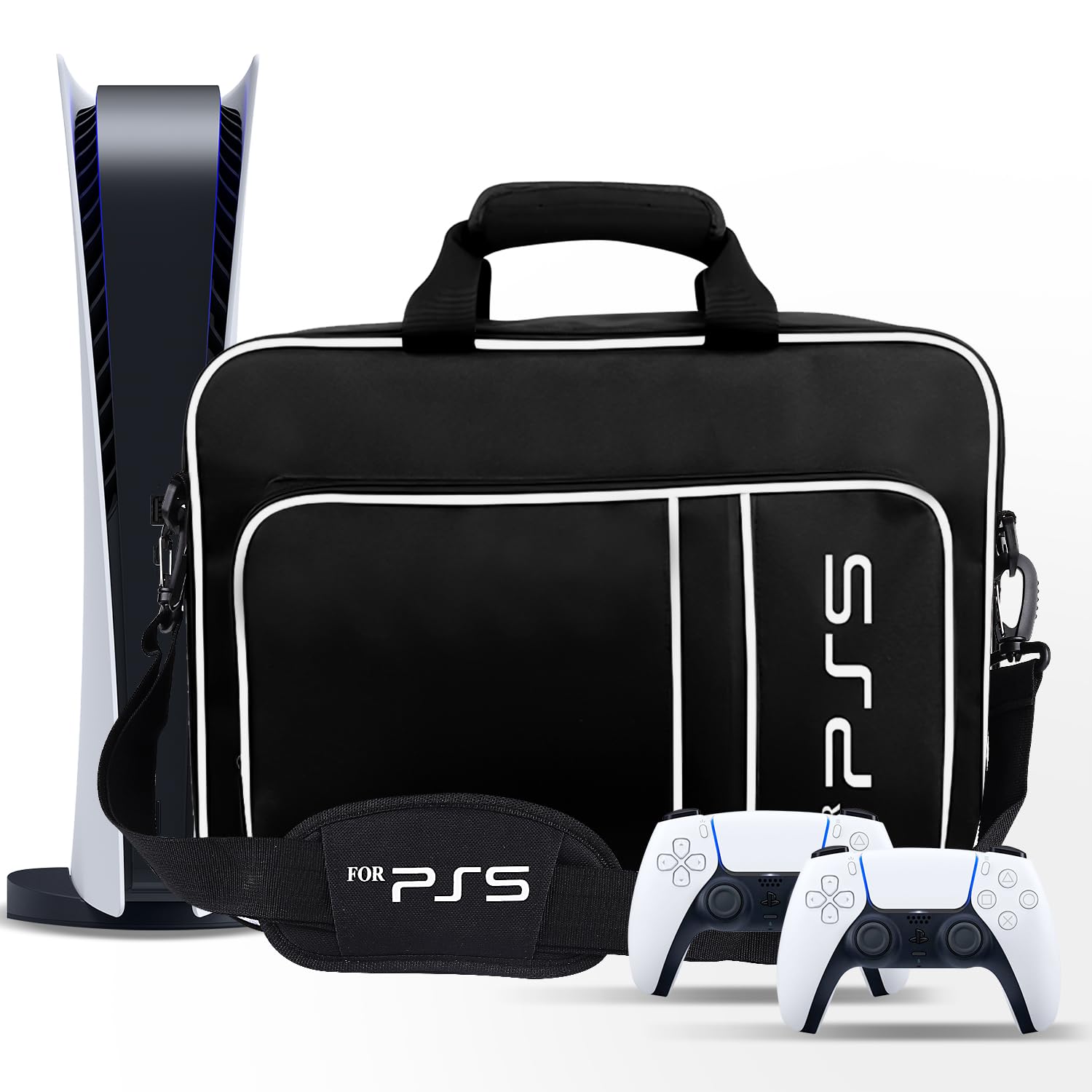 Для PS5 Дорожній чохол для PS5 Захисний чохол-сумка Підходить для консолі PS5 з дисководом/цифрової версії, контролерів, ігрових карт, гарнітури чорний білий колір
Для PS5 Дорожній чохол для PS5 Захисний чохол-сумка Підходить для консолі PS5 з дисководом/цифрової версії, контролерів, ігрових карт, гарнітури чорний білий колір