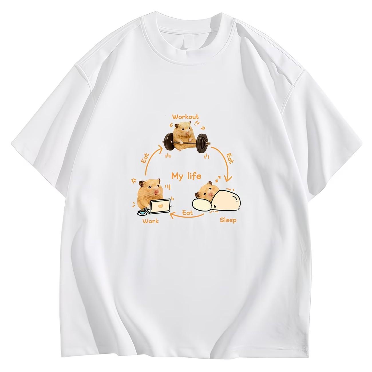 Funny Hamster My Life Routine TShirt Workout Eat Sleep Work Graphic Tee Summer Short Sleeve Casual Humour Streetwear Tops S
Funny Hamster My Life Routine TShirt Workout Eat Sleep Work Graphic Tee Summer Short Sleeve Casual Humour Streetwear Tops S