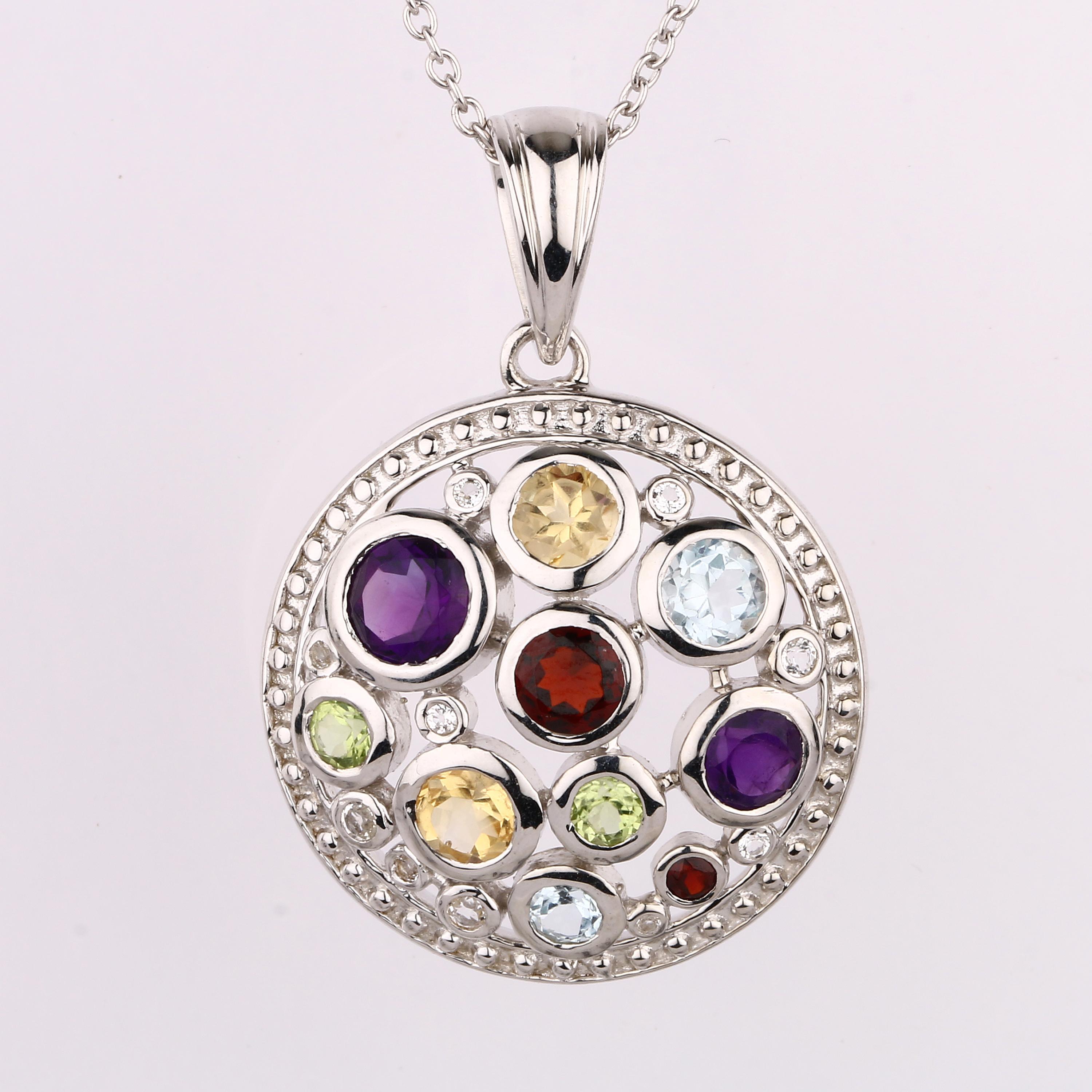 Multi Gemstone Pendant 925 Sterling Silver Rhodium Yellow Gold Plated Amethyst Blue Topaz Garnet Peridot Citrine White Topaz Handmade Jewelry срібний
Multi Gemstone Pendant 925 Sterling Silver Rhodium Yellow Gold Plated Amethyst Blue Topaz Garnet Peridot Citrine White Topaz Handmade Jewelry срібний