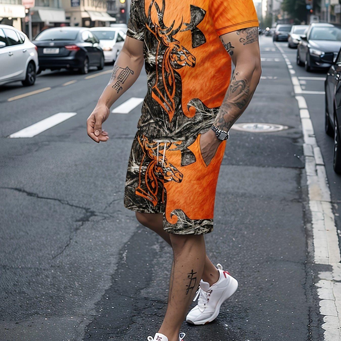 2-piece Men s Camouflage Summer Outfit Set, Men s Short Sleeve Crew Neck T-shirt & Drawstring Shorts With Pockets 6XL
2-piece Men s Camouflage Summer Outfit Set, Men s Short Sleeve Crew Neck T-shirt & Drawstring Shorts With Pockets 6XL