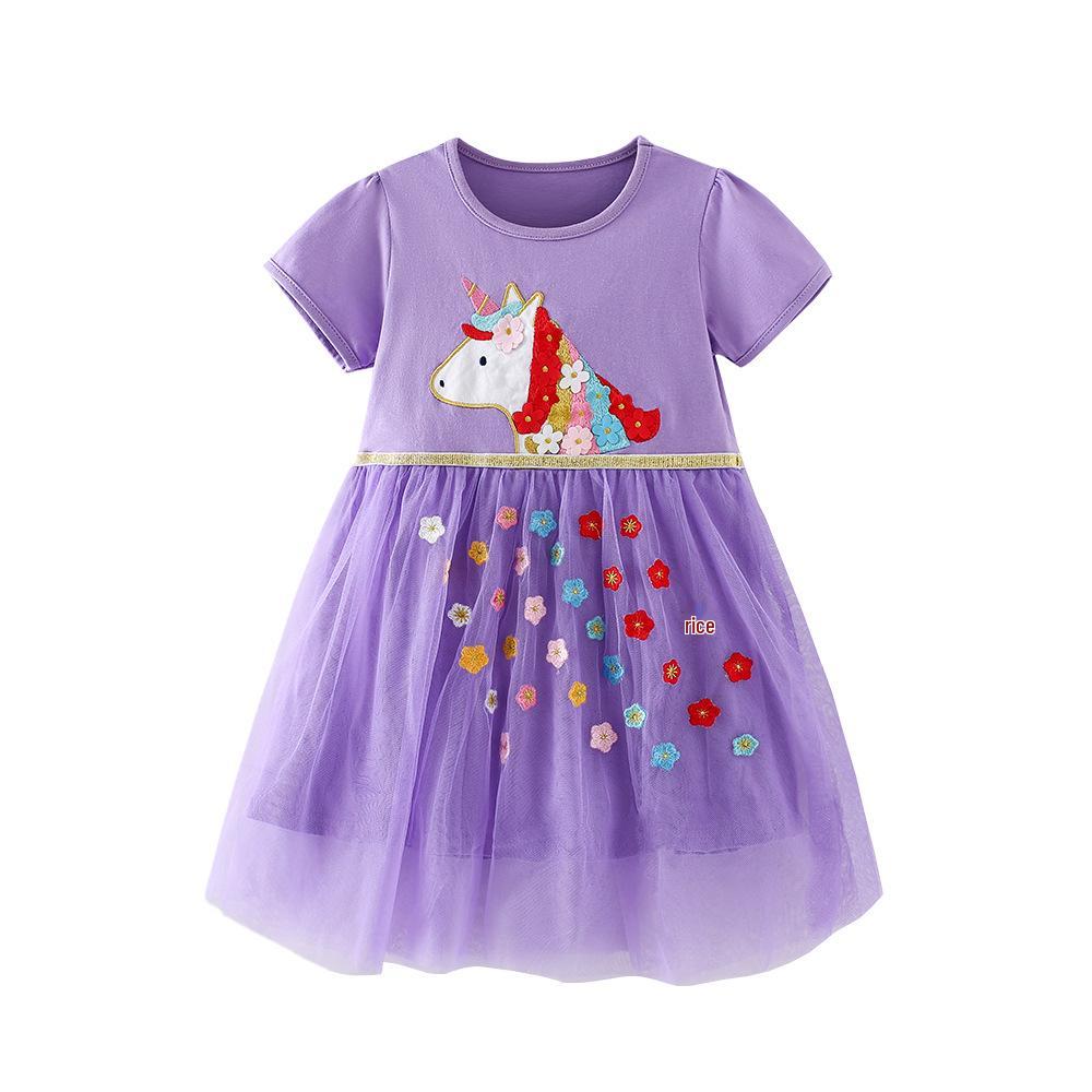 European Style Spring/Summer Children s Unicorn Embroidery Mesh Dress - Short-Sleeve, Cute Flower Design 90 cm
European Style Spring/Summer Children s Unicorn Embroidery Mesh Dress - Short-Sleeve, Cute Flower Design 90 cm