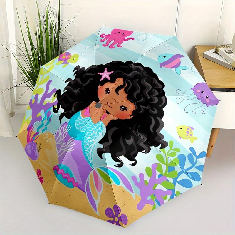 Mermaid,Ocean Automatic Folding Umbrella Simple 8 Rib Design, Bright Cartoon Pattern, Durable Iron Frame, Suitable For Travel, Outdoor, Bea
Mermaid,Ocean Automatic Folding Umbrella Simple 8 Rib Design, Bright Cartoon Pattern, Durable Iron Frame, Suitable For Travel, Outdoor, Bea