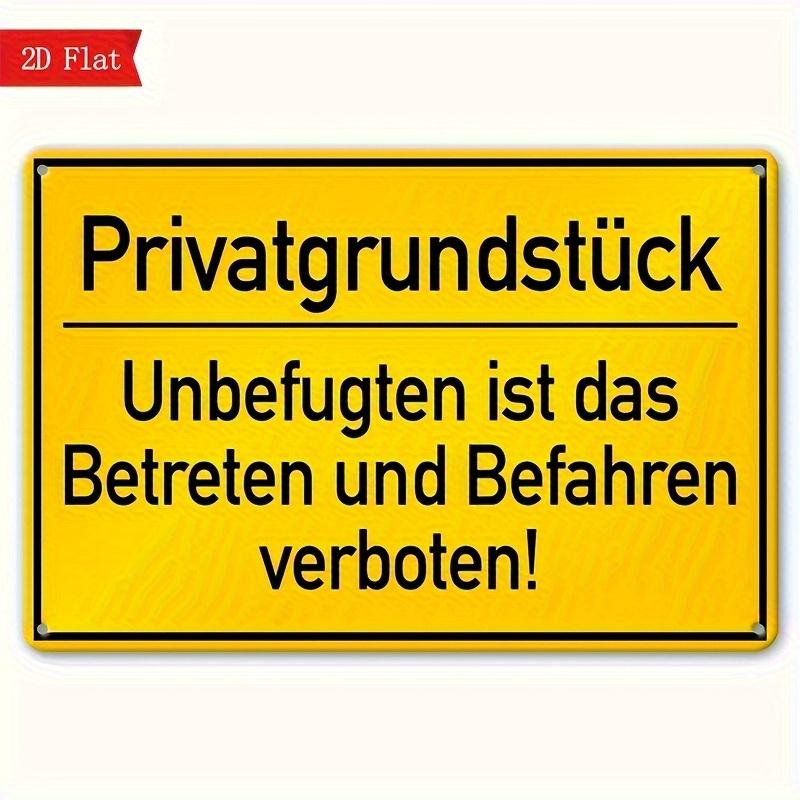 German Private Property Sign Metal No Trespassing Warning Decoration with Unauthorized Entry Prohibited Message Yellow Bac 20x30cm(7.8x11.8inch)
German Private Property Sign Metal No Trespassing Warning Decoration with Unauthorized Entry Prohibited Message Yellow Bac 20x30cm(7.8x11.8inch)