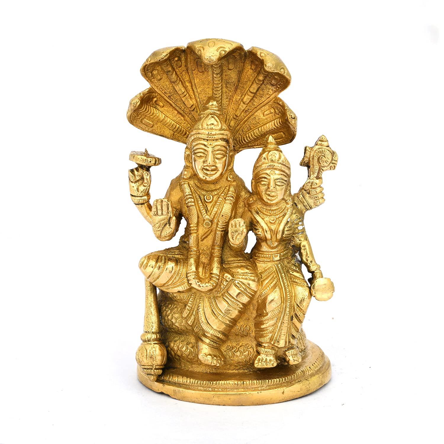Lord Vishnu Idol On Shesh Naag, Lakshmi Narayan Murti, God Idol, Gold, Brass
Lord Vishnu Idol On Shesh Naag, Lakshmi Narayan Murti, God Idol, Gold, Brass