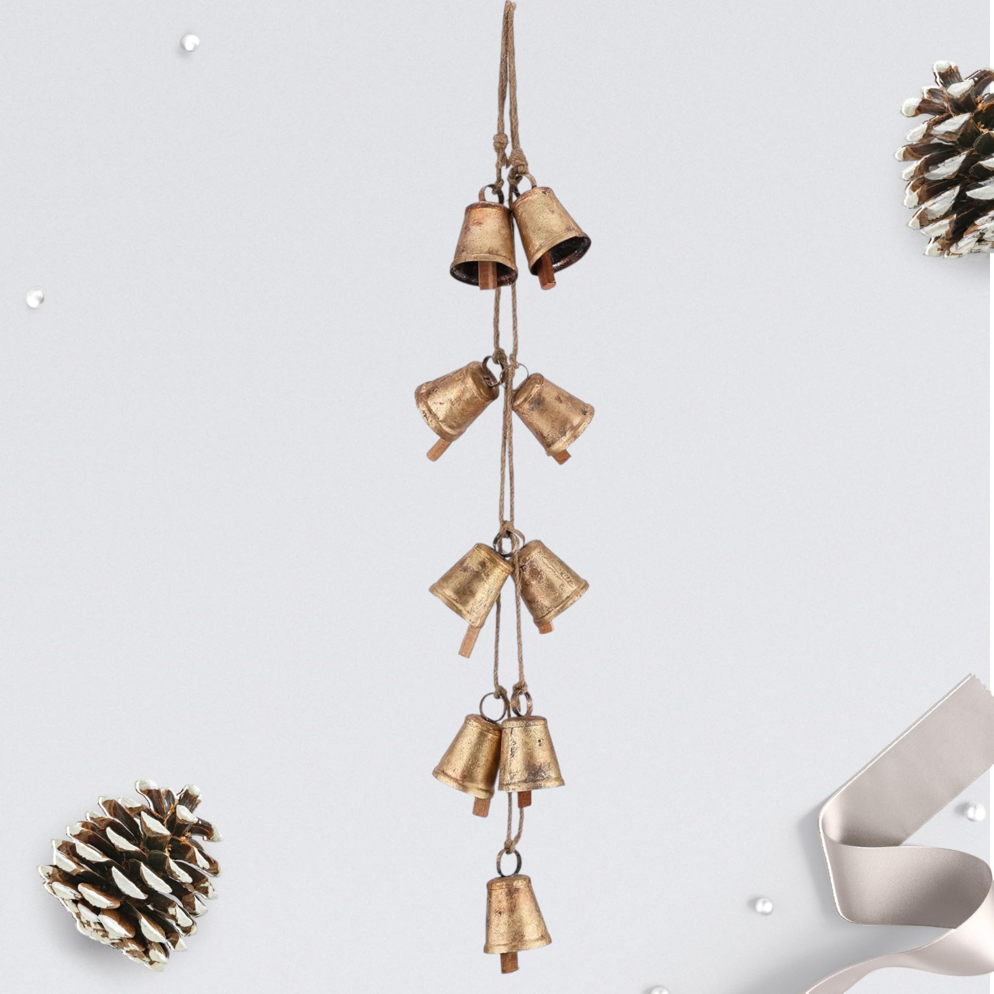52” Rustic Hanging Cow Bell Wind Chime – Handmade Recycled Metal Bells on Jute Rope for Garden, Entryway, Porch & Holiday Decor
52” Rustic Hanging Cow Bell Wind Chime – Handmade Recycled Metal Bells on Jute Rope for Garden, Entryway, Porch & Holiday Decor