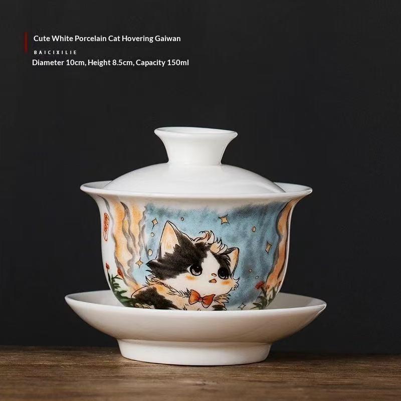 Cute Cat Gaiwan White Porcelain Tea Tureen Hovering Various Styles Cartoon Ceramic Gongfu Tea Set Home Gift Classmates Friends About 150ml
Cute Cat Gaiwan White Porcelain Tea Tureen Hovering Various Styles Cartoon Ceramic Gongfu Tea Set Home Gift Classmates Friends About 150ml