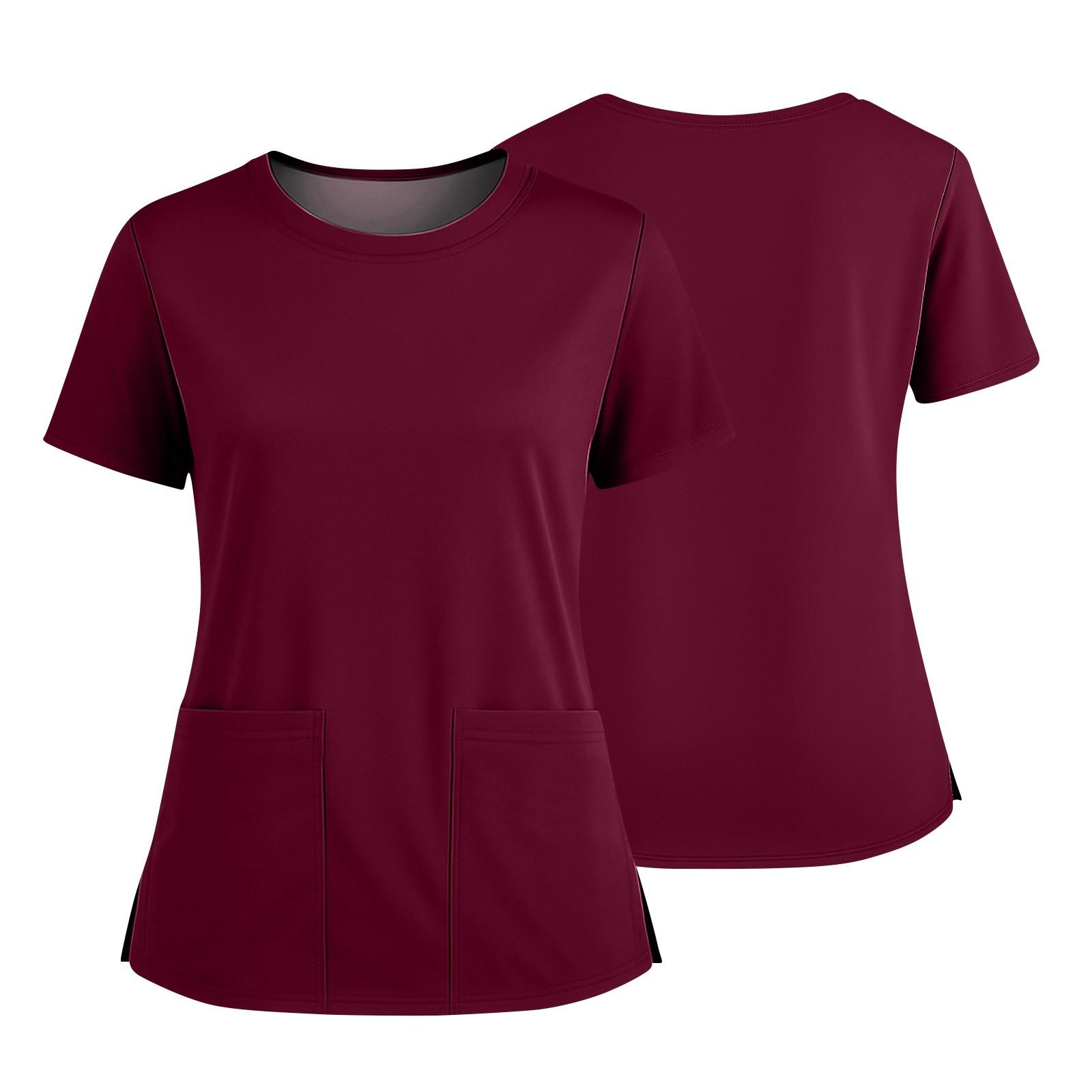 Женская модная однотонная рубашка с круглым вырезом, карманом и короткими рукавами, с разрезом по низу, униформа и рабочая блуза XXXL винный
Женская модная однотонная рубашка с круглым вырезом, карманом и короткими рукавами, с разрезом по низу, униформа и рабочая блуза XXXL винный