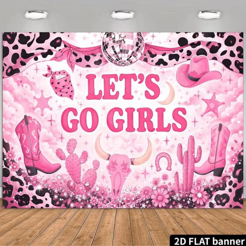 2D Bachelorette Photo Backdrop Pink Cowgirl Let s Go Girls Background Cloth 47.2x31.5inch/120*80cm
2D Bachelorette Photo Backdrop Pink Cowgirl Let s Go Girls Background Cloth 47.2x31.5inch/120*80cm