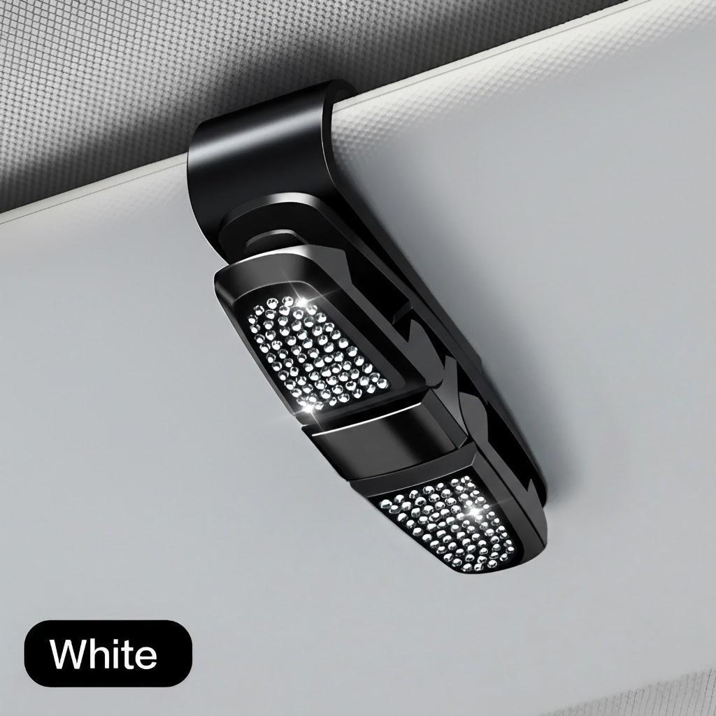 Car Glasses Clip with Diamonds Multifunctional Car Sunglasses Holder with Glasses Case Sun Visor Card Clip білий
Car Glasses Clip with Diamonds Multifunctional Car Sunglasses Holder with Glasses Case Sun Visor Card Clip білий