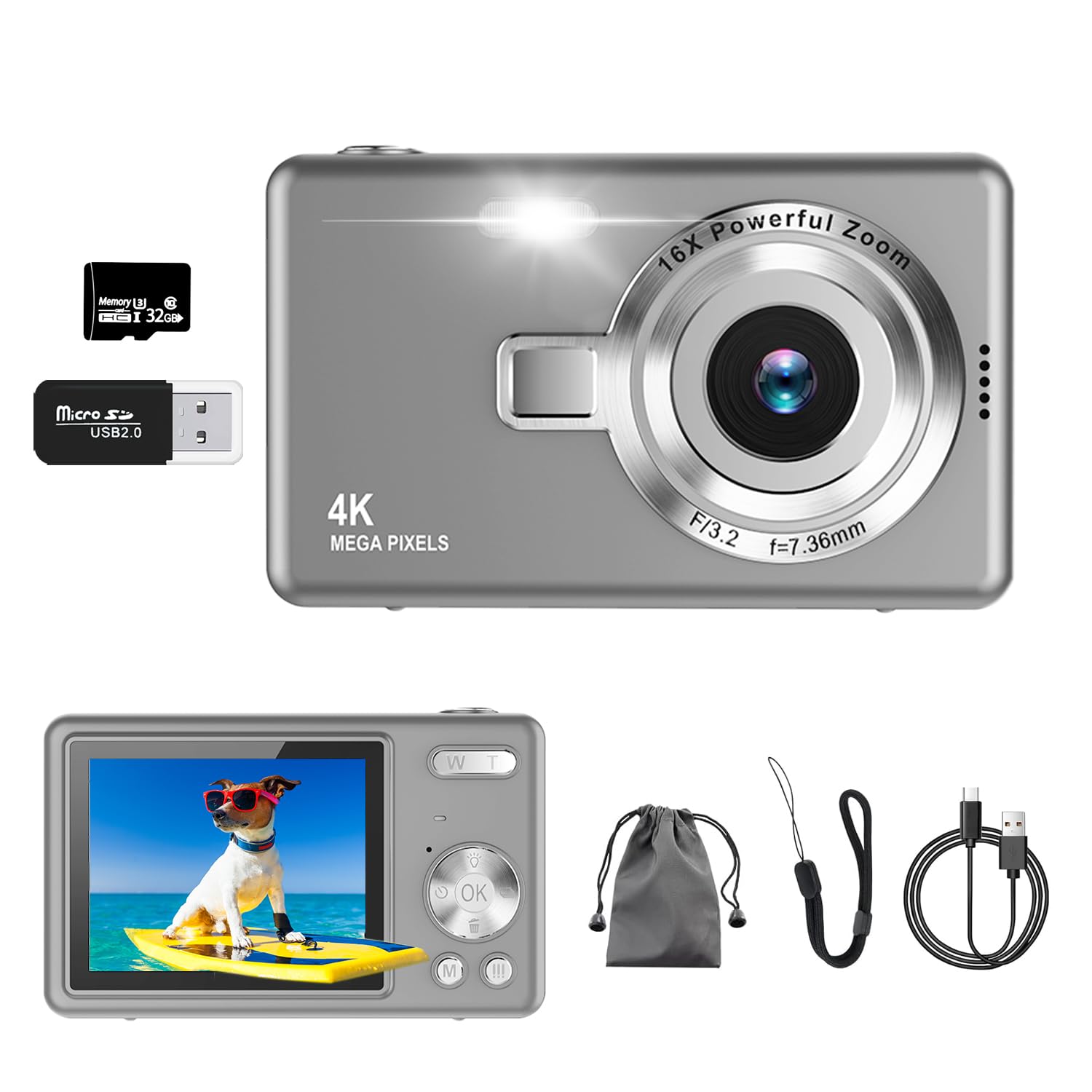 Digital Camera with 4K Video 50 32GB Micro SD AF Compact Large 16x Image Large Japanese Instruction Ideal for Students and School Trip Recording,
Digital Camera with 4K Video 50 32GB Micro SD AF Compact Large 16x Image Large Japanese Instruction Ideal for Students and School Trip Recording,