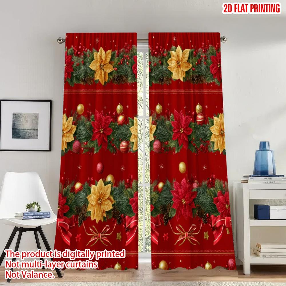 Set Of 2 Flat Printing Christmas Hot Party Curtains Poinsettia Garland Border Digital Printed Polyester Drapes Holiday Curtain Made W100*H70(CM)-Hooks&2PCS
Set Of 2 Flat Printing Christmas Hot Party Curtains Poinsettia Garland Border Digital Printed Polyester Drapes Holiday Curtain Made W100*H70(CM)-Hooks&2PCS