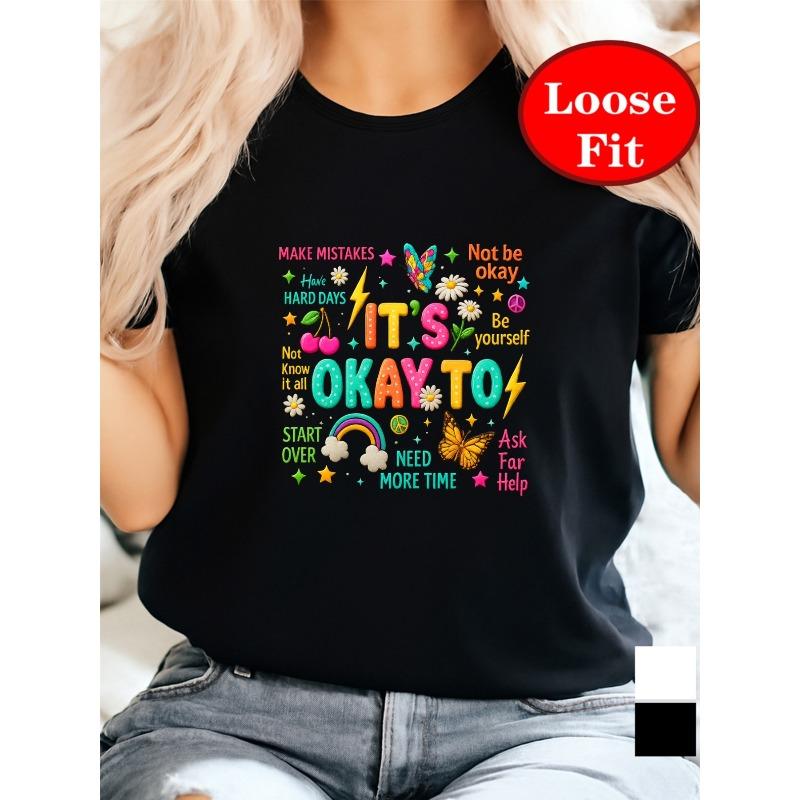 European Size Encourage Yourself, Embrace Mistakes, Round Neck Short Sleeve T-Shirt, Casual Top for Spring And Summer, Plus Size Women S Clothing 4XL чорний
European Size Encourage Yourself, Embrace Mistakes, Round Neck Short Sleeve T-Shirt, Casual Top for Spring And Summer, Plus Size Women S Clothing 4XL чорний