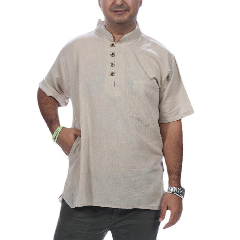 Мужская летняя футболка большого размера с коротким рукавом, однотонный пуловер из хлопка и льна S бежевый
Мужская летняя футболка большого размера с коротким рукавом, однотонный пуловер из хлопка и льна S бежевый