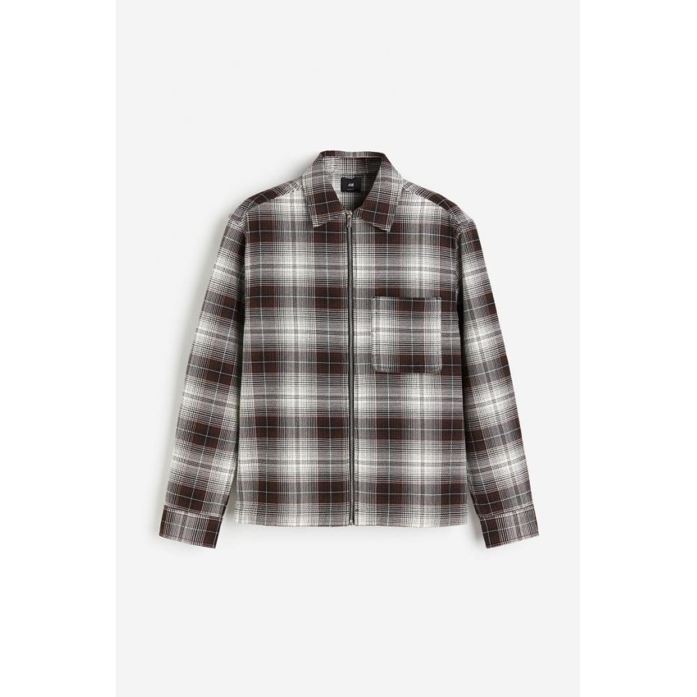 HM Свободная рубашка на молнии в коричневую клетку 
HM Свободная рубашка на молнии в коричневую клетку