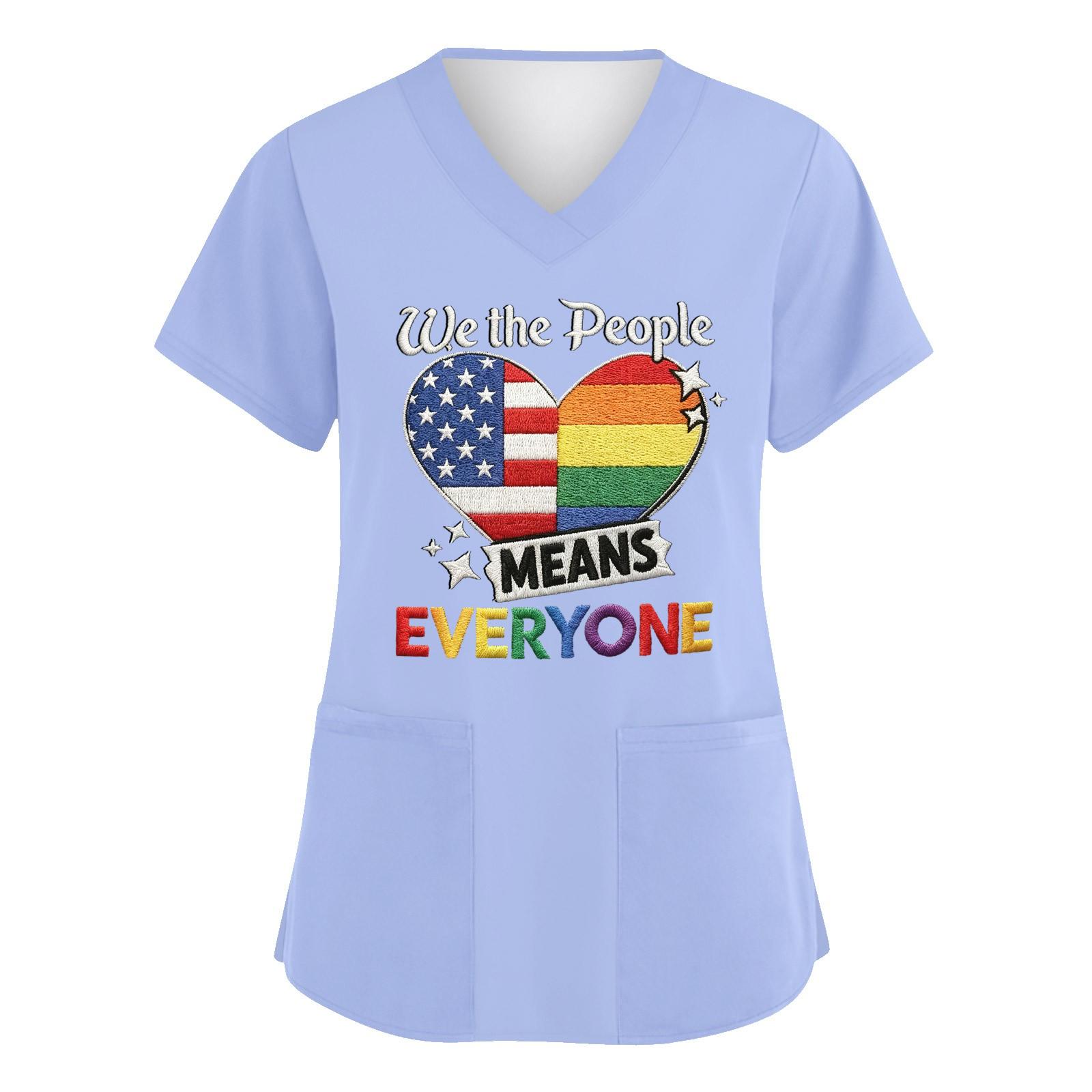 Women V Neck Short Sleeve Work Shirt with Pockets Independence Day Graphic Top Caregiver Uniform Comfortable Fit XXXXL
Women V Neck Short Sleeve Work Shirt with Pockets Independence Day Graphic Top Caregiver Uniform Comfortable Fit XXXXL