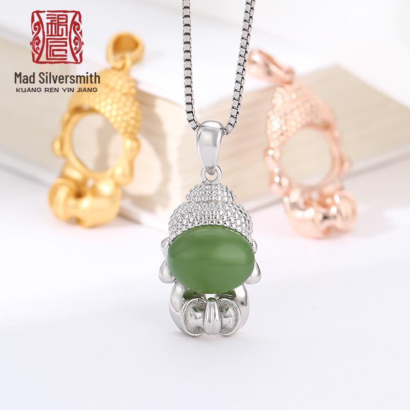 S925 Sterling Silver Buddha & Guanyin Pendant Setting Necklace with Jade & Biyu Amber. 925 Silver
S925 Sterling Silver Buddha & Guanyin Pendant Setting Necklace with Jade & Biyu Amber. 925 Silver
