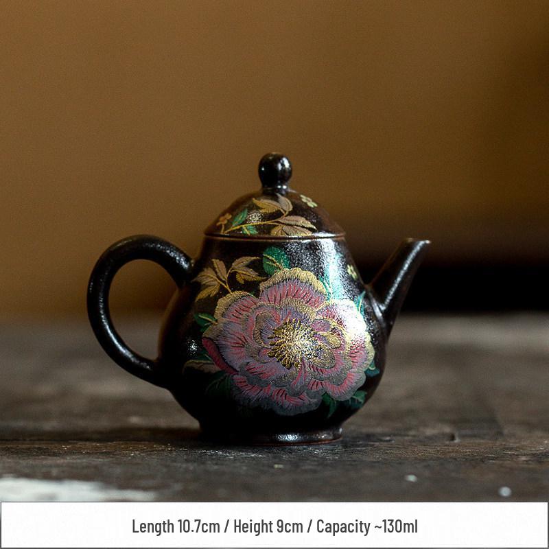 Mu Xi Hand-Painted Kesi Peony Ceramic Teapot - Small Traditional Chinese Brew Pot for One Standard
Mu Xi Hand-Painted Kesi Peony Ceramic Teapot - Small Traditional Chinese Brew Pot for One Standard