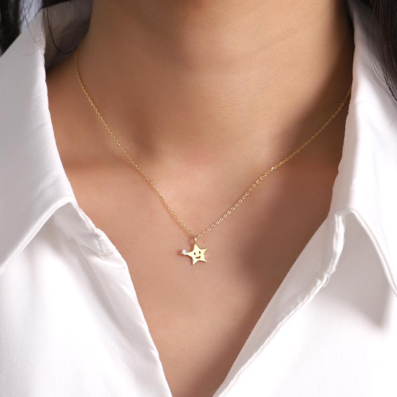 925 Sterling Silver Korean Version Simple Cartoon Star Pendant Clavicle Chain Necklace Women Cute Birthday Party Jewelry Gift Gold 45CM
925 Sterling Silver Korean Version Simple Cartoon Star Pendant Clavicle Chain Necklace Women Cute Birthday Party Jewelry Gift Gold 45CM