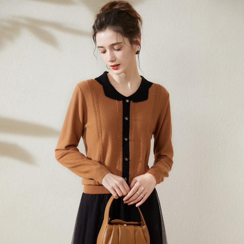 TUHUANG Women s Pure Wool Lapel Knit Sweater with Color Block Buttons M
TUHUANG Women s Pure Wool Lapel Knit Sweater with Color Block Buttons M