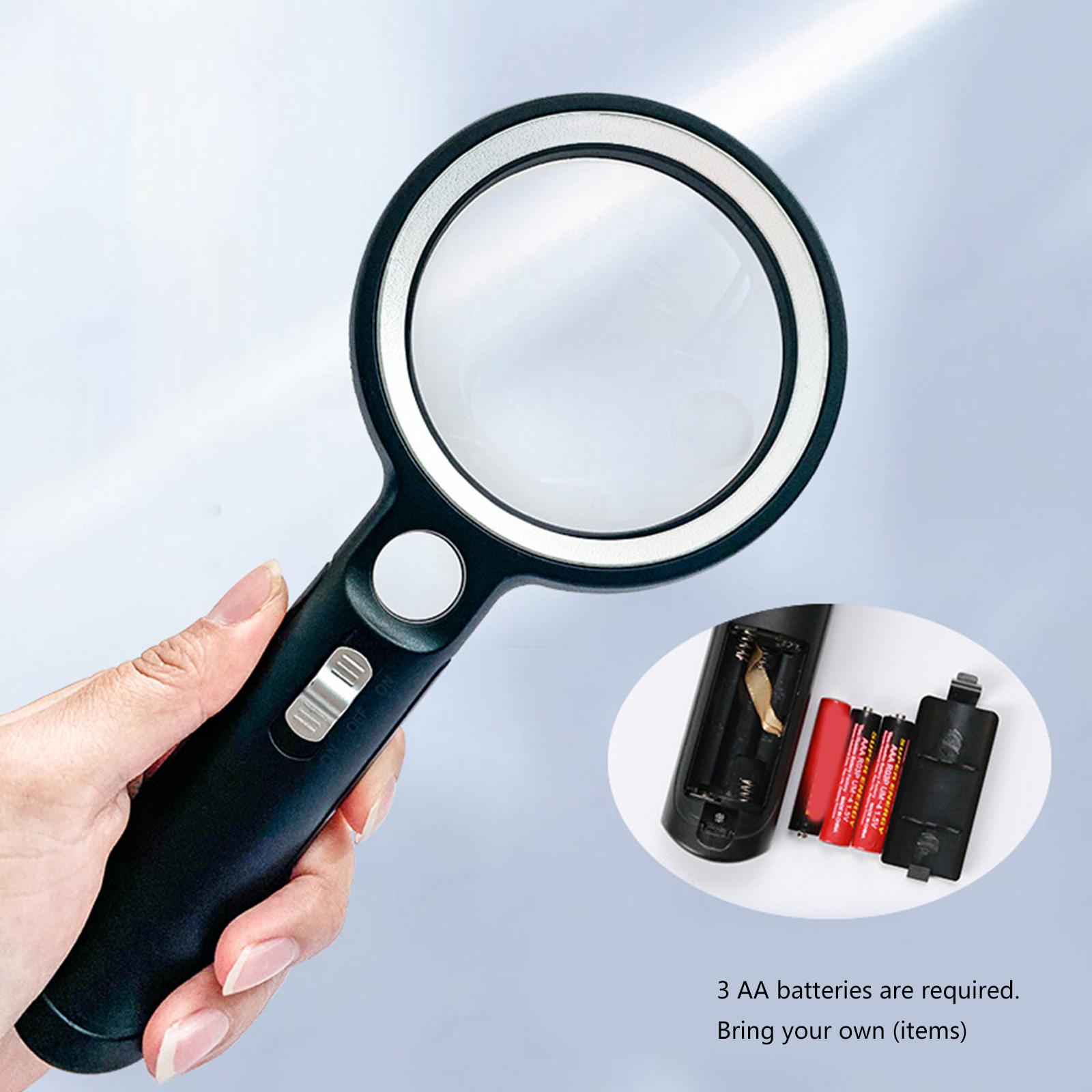 Magnifying Glass 10X/20X/45X Magnifying Lens with LED Light Loupe for Inspection Jewelry Stamps Handheld Magnifier срібний/чорний
Magnifying Glass 10X/20X/45X Magnifying Lens with LED Light Loupe for Inspection Jewelry Stamps Handheld Magnifier срібний/чорний