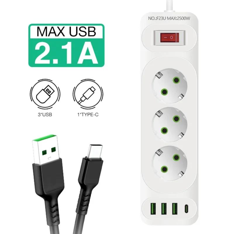 EU Plug Power Strip 3 AC Outlet Multitap Extension with 4 USB Ports 2m Cord Electrical Socket 2500W Fast Charge Surge Protector EU чорний
EU Plug Power Strip 3 AC Outlet Multitap Extension with 4 USB Ports 2m Cord Electrical Socket 2500W Fast Charge Surge Protector EU чорний