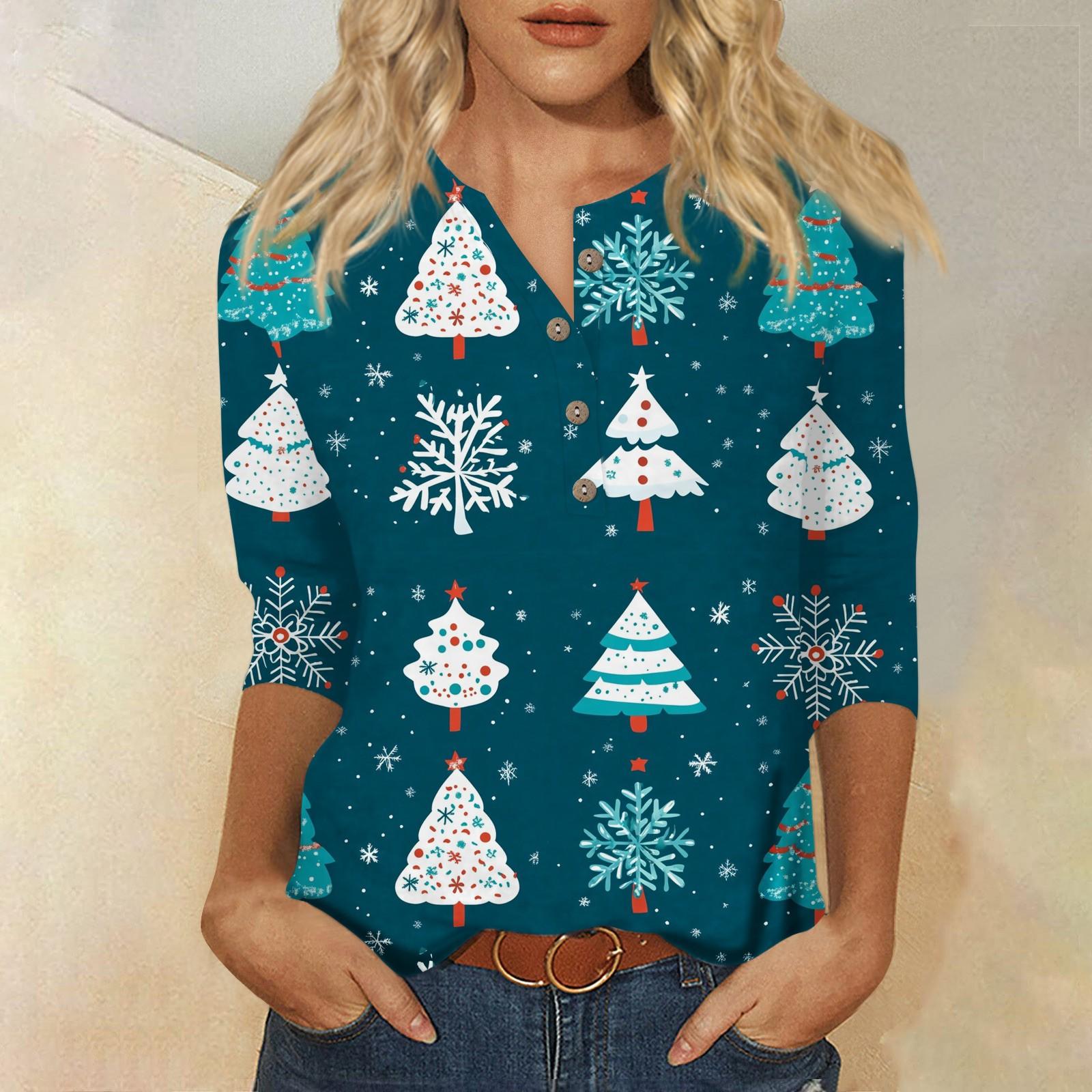 Женская мода Повседневная новая пуговица с круглым вырезом и рукавами 3/4 Свободная футболка с принтом Женский топ S циан
Женская мода Повседневная новая пуговица с круглым вырезом и рукавами 3/4 Свободная футболка с принтом Женский топ S циан