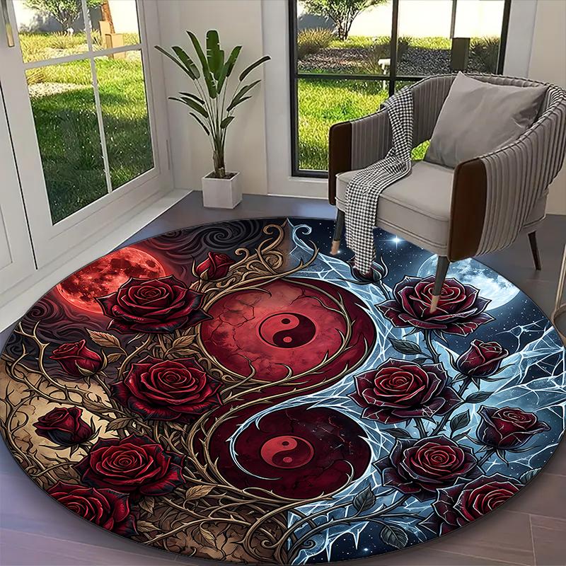 1pc Thorned Crown Red Roses Printed Chair Rug for Home Office Use, Living Room Kitchen Game Room Round Carpet Diameter 60cm
1pc Thorned Crown Red Roses Printed Chair Rug for Home Office Use, Living Room Kitchen Game Room Round Carpet Diameter 60cm