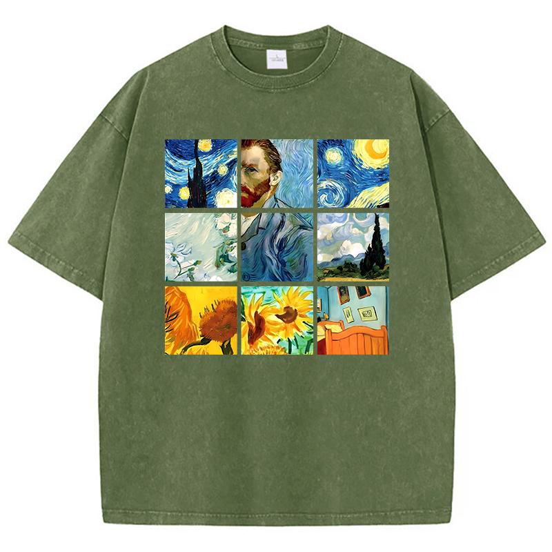 Cotton Woman Washed TShirts Van GoghS Starry Night And Sunflowers Prints Tops Distressed Oversized Tees Casual Female Clothes S
Cotton Woman Washed TShirts Van GoghS Starry Night And Sunflowers Prints Tops Distressed Oversized Tees Casual Female Clothes S