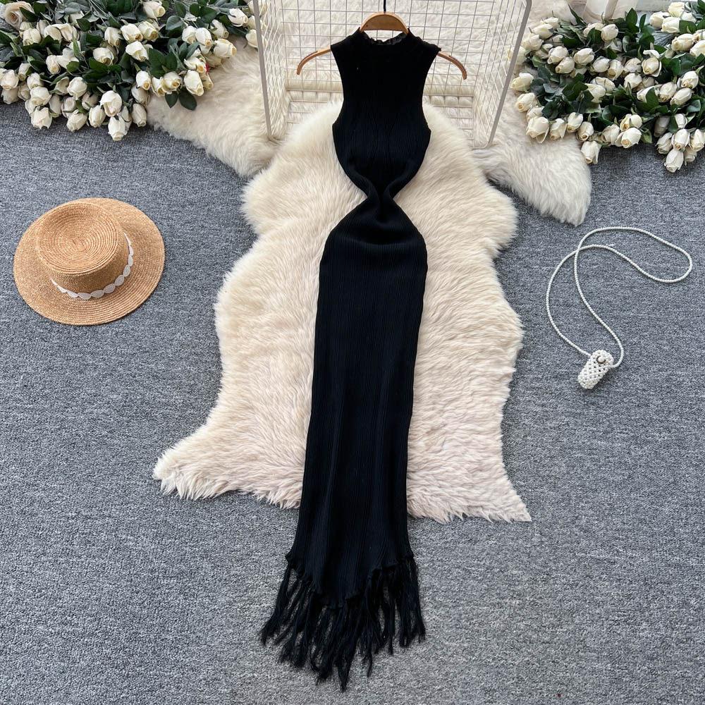 2026 Summer Splice Tassel High-Stretch Knit Dress Sexy Long-Length Sheath Dress Fashion Sleeveless Bodycon Dress One size чорний
2026 Summer Splice Tassel High-Stretch Knit Dress Sexy Long-Length Sheath Dress Fashion Sleeveless Bodycon Dress One size чорний