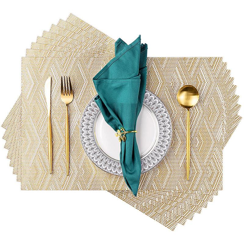 Set of 2/4/6 Placemat Golden Rectangle Table Mat for Dining Tables Wipeable Leaf Hollow Insulation PVC placemats Home Modern (as the picture,1PCS&Rectangular)
Set of 2/4/6 Placemat Golden Rectangle Table Mat for Dining Tables Wipeable Leaf Hollow Insulation PVC placemats Home Modern (as the picture,1PCS&Rectangular)