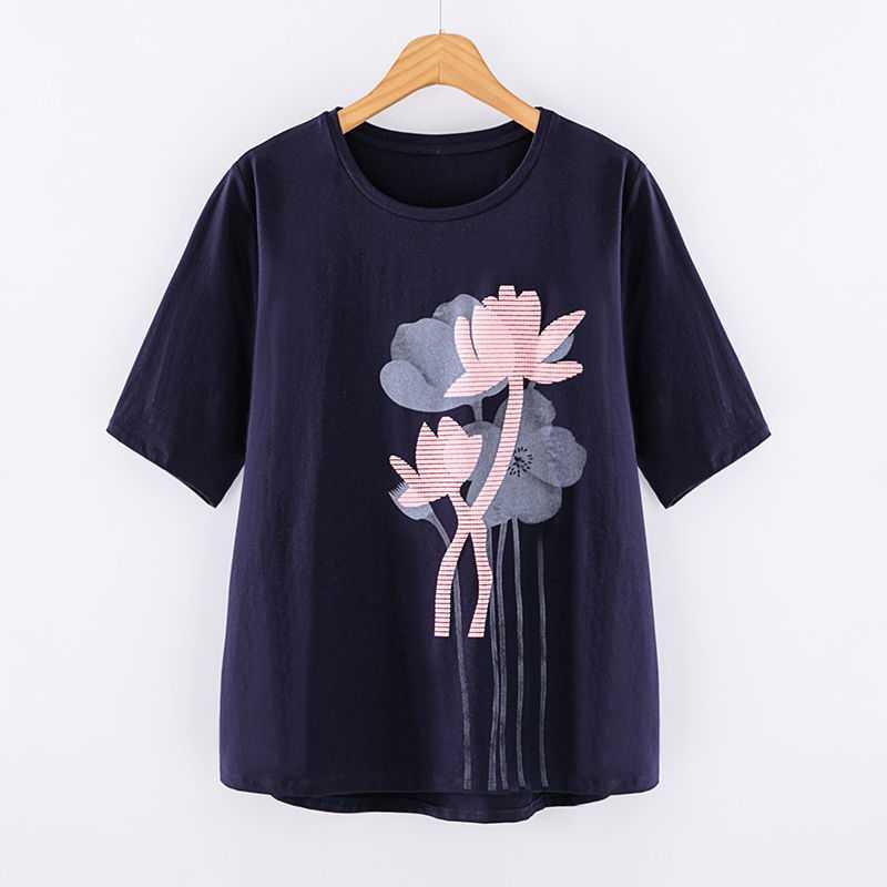Women s Short Sleeve T-Shirt Cotton Loose Printing Female Tee Large Size Summer 4XL темно-синього кольору
Women s Short Sleeve T-Shirt Cotton Loose Printing Female Tee Large Size Summer 4XL темно-синього кольору