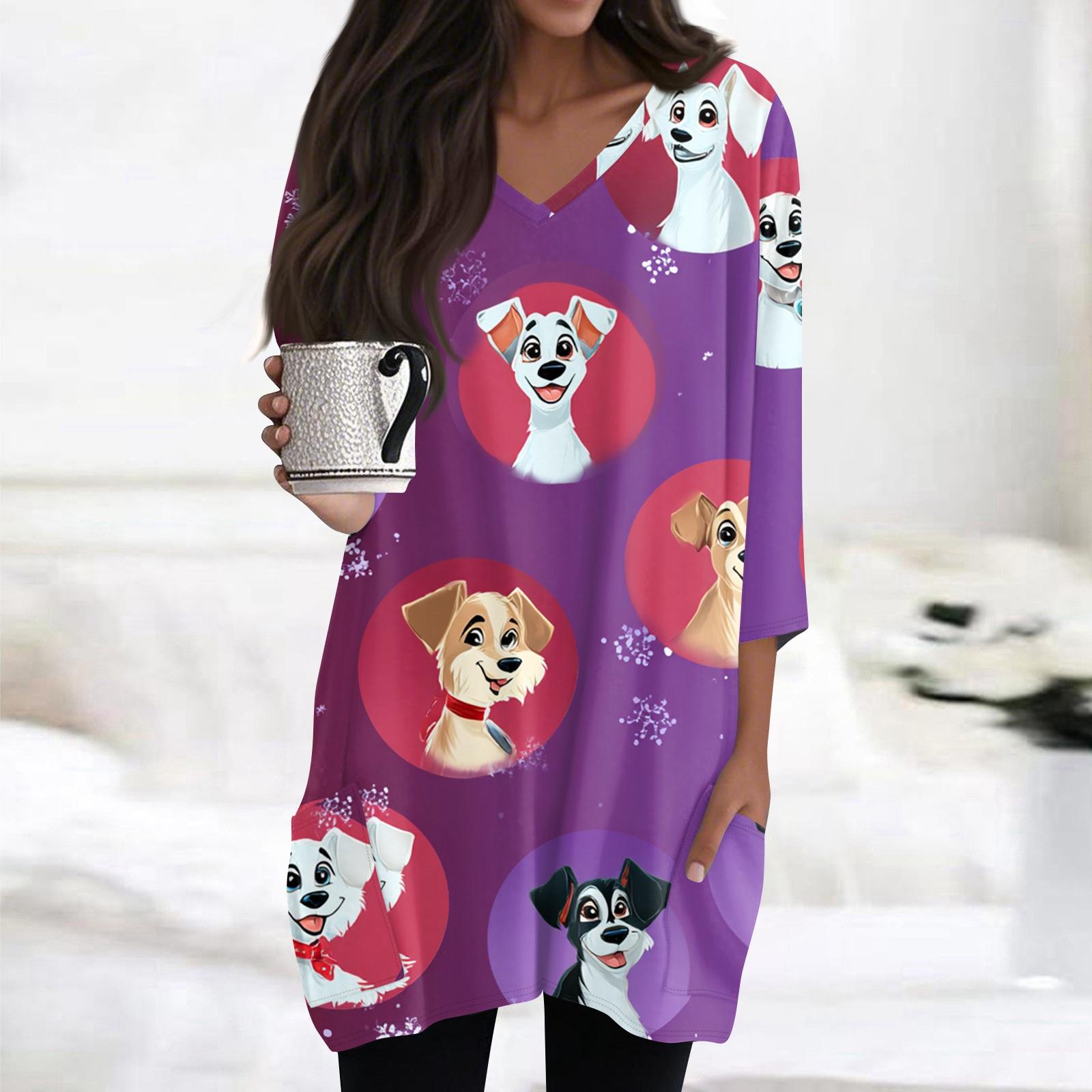 Женские топы с V-образным вырезом и рукавом 3/4, повседневные блузки средней длины, модные туники с рождественским принтом и карманами XXXL фиолетовый
Женские топы с V-образным вырезом и рукавом 3/4, повседневные блузки средней длины, модные туники с рождественским принтом и карманами XXXL фиолетовый