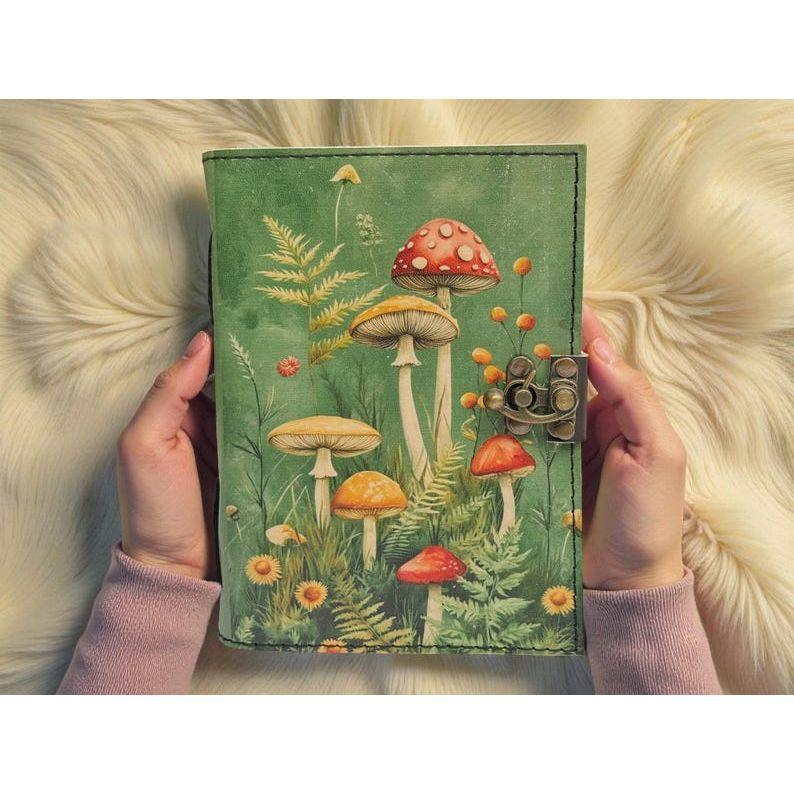 Grimoire Vintage Mushroom leather journal, Handmade Antique Deckle Edge Paper Spell Book of Shadows Journal for gifts 7 x 5 inch / 100 Page
Grimoire Vintage Mushroom leather journal, Handmade Antique Deckle Edge Paper Spell Book of Shadows Journal for gifts 7 x 5 inch / 100 Page