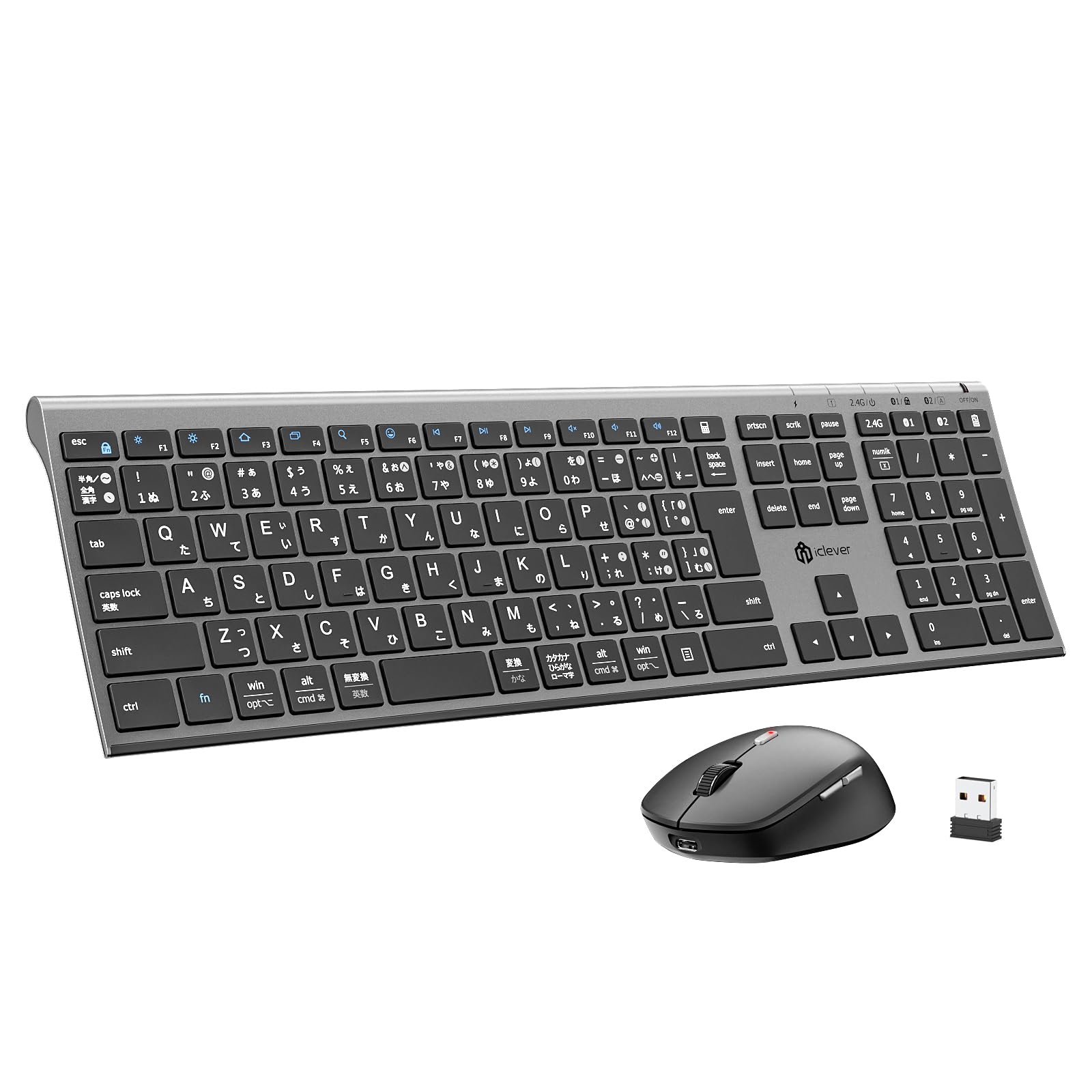 iClever DK03 Combo Keyboard and Mouse Set, Wireless Bluetooth & 2.4G, JIS Japanese Layout, Full-Size with Numeric Keypad, 4-Level Adjustable DPI,
iClever DK03 Combo Keyboard and Mouse Set, Wireless Bluetooth & 2.4G, JIS Japanese Layout, Full-Size with Numeric Keypad, 4-Level Adjustable DPI,