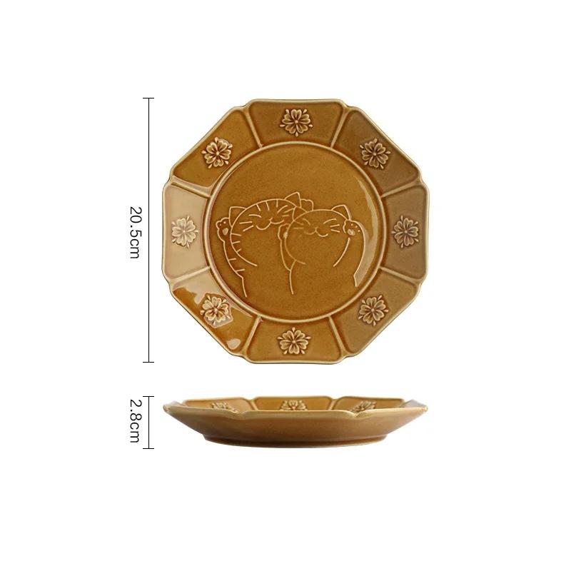 Керамические тарелки в ретро-японском стиле, изысканные рельефные суповые миски, тарелки для вкусных блюд, высококачественная бытовая посуда
Керамические тарелки в ретро-японском стиле, изысканные рельефные суповые миски, тарелки для вкусных блюд, высококачественная бытовая посуда