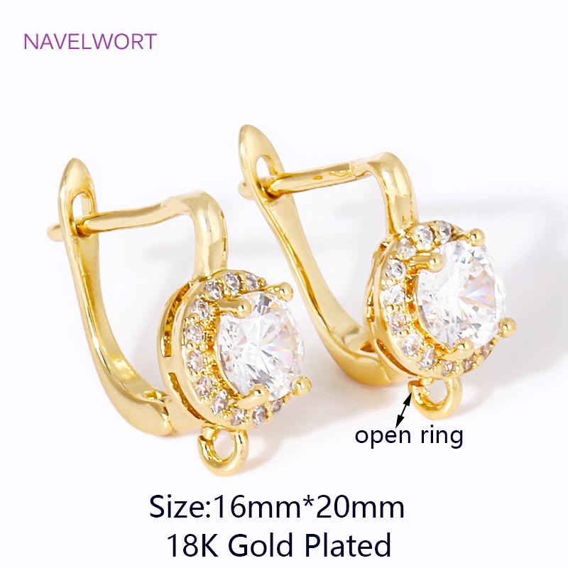 18K Gold Plated Brass Earring Fixtures,With Zircon Earring Clasps Accessories,Fasteners For Earrings,For DIY Earring Accessories 2 pieces
18K Gold Plated Brass Earring Fixtures,With Zircon Earring Clasps Accessories,Fasteners For Earrings,For DIY Earring Accessories 2 pieces