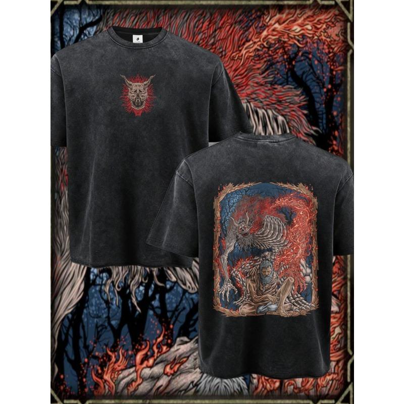 European sizes Double Sided Print Fashion Round Neck Casual Washed T Shirt Cotton Demon Skull And Fiery Skeleton Art | Comfortable S
European sizes Double Sided Print Fashion Round Neck Casual Washed T Shirt Cotton Demon Skull And Fiery Skeleton Art | Comfortable S