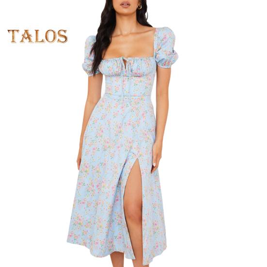 Женское пышное платье макси с короткими рукавами и цветочным принтом, миди-платье со сборками спереди и квадратным вырезом, летнее повседневное длинное платье в стиле бохо с разрезом S синий
Женское пышное платье макси с короткими рукавами и цветочным принтом, миди-платье со сборками спереди и квадратным вырезом, летнее повседневное длинное платье в стиле бохо с разрезом S синий