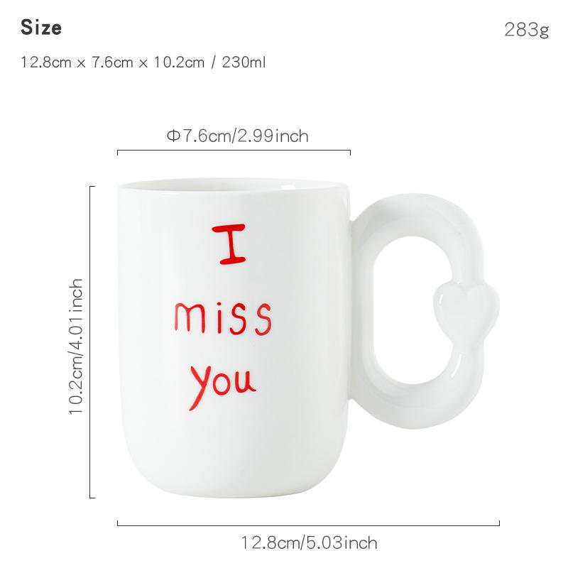 Creative decal love coffee cup, ceramic water cup, couple s cup, household large capacity hanging ear milk tea cup 230ml
Creative decal love coffee cup, ceramic water cup, couple s cup, household large capacity hanging ear milk tea cup 230ml