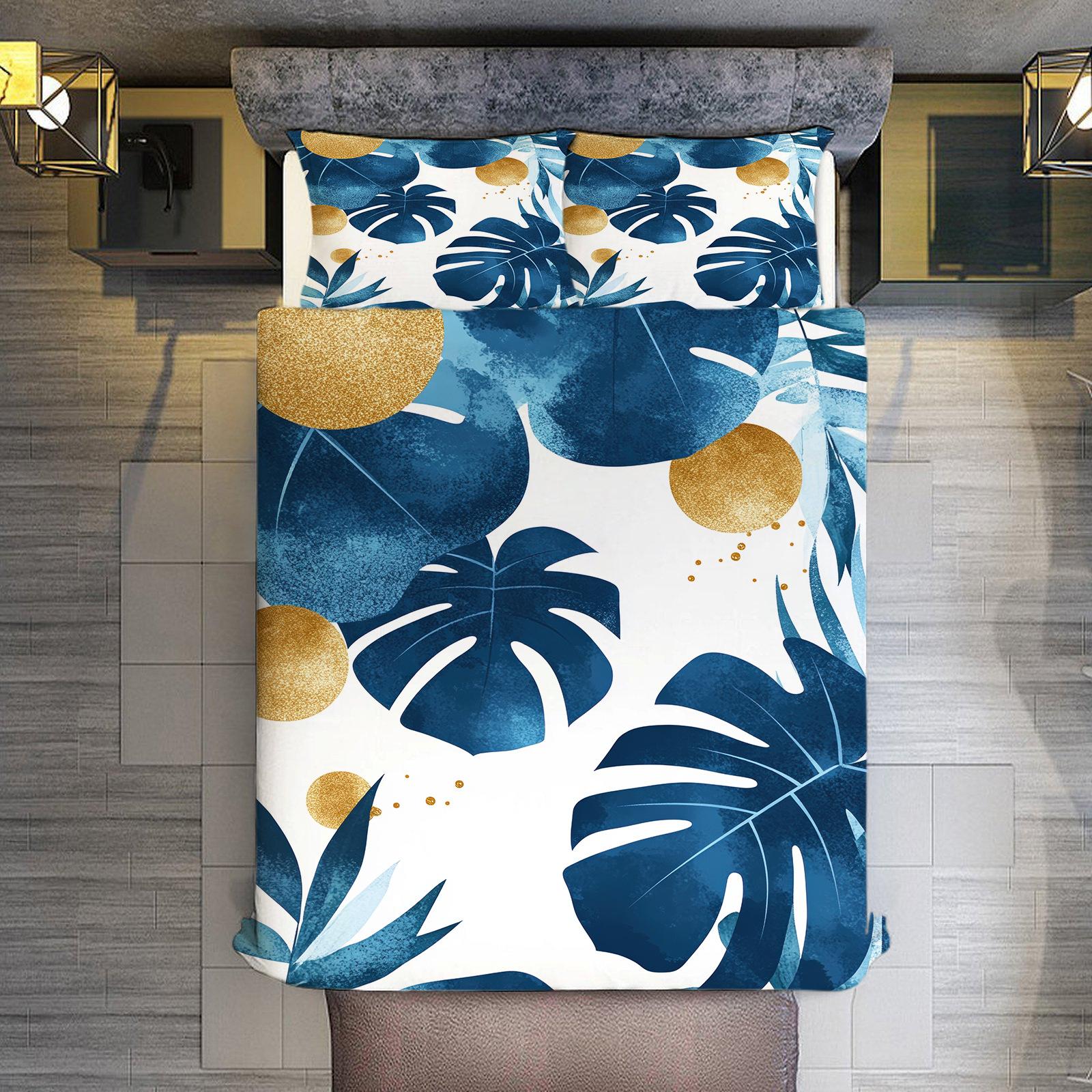 Blue And Gold Leaf Language Bedding Three-Piece Digital Printing Home Textile Quilt Cover 70 * 133cm (and 75cm * 50cm)
Blue And Gold Leaf Language Bedding Three-Piece Digital Printing Home Textile Quilt Cover 70 * 133cm (and 75cm * 50cm)