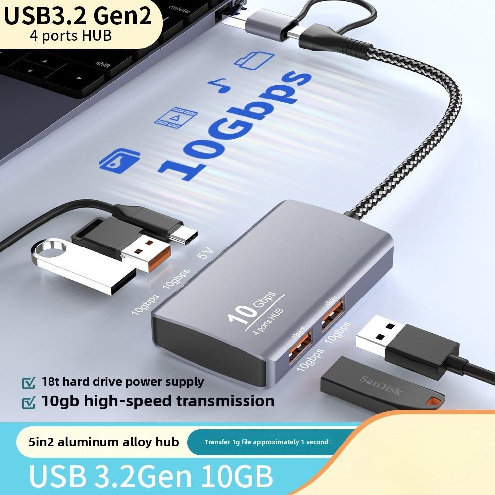 10G USB3.2 Gen2 Type-C Hub 5-in-1 High-Speed Docking Station for Laptop PC 4A+DC
10G USB3.2 Gen2 Type-C Hub 5-in-1 High-Speed Docking Station for Laptop PC 4A+DC