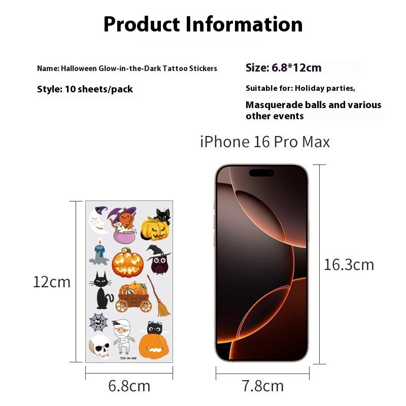 10Sheets Luminous Temporary Waterproof Decals Halloween Pumpkins Tattoo Stickers For Face Body Tattoo Kids Halloween Party Prop
10Sheets Luminous Temporary Waterproof Decals Halloween Pumpkins Tattoo Stickers For Face Body Tattoo Kids Halloween Party Prop