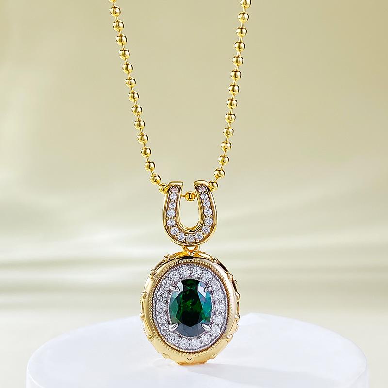 Xiancan Bohemian S925 Silver Gold-Plated Green Zircon Oval Pendant Necklace, Adjustable for Women 925 Silver
Xiancan Bohemian S925 Silver Gold-Plated Green Zircon Oval Pendant Necklace, Adjustable for Women 925 Silver
