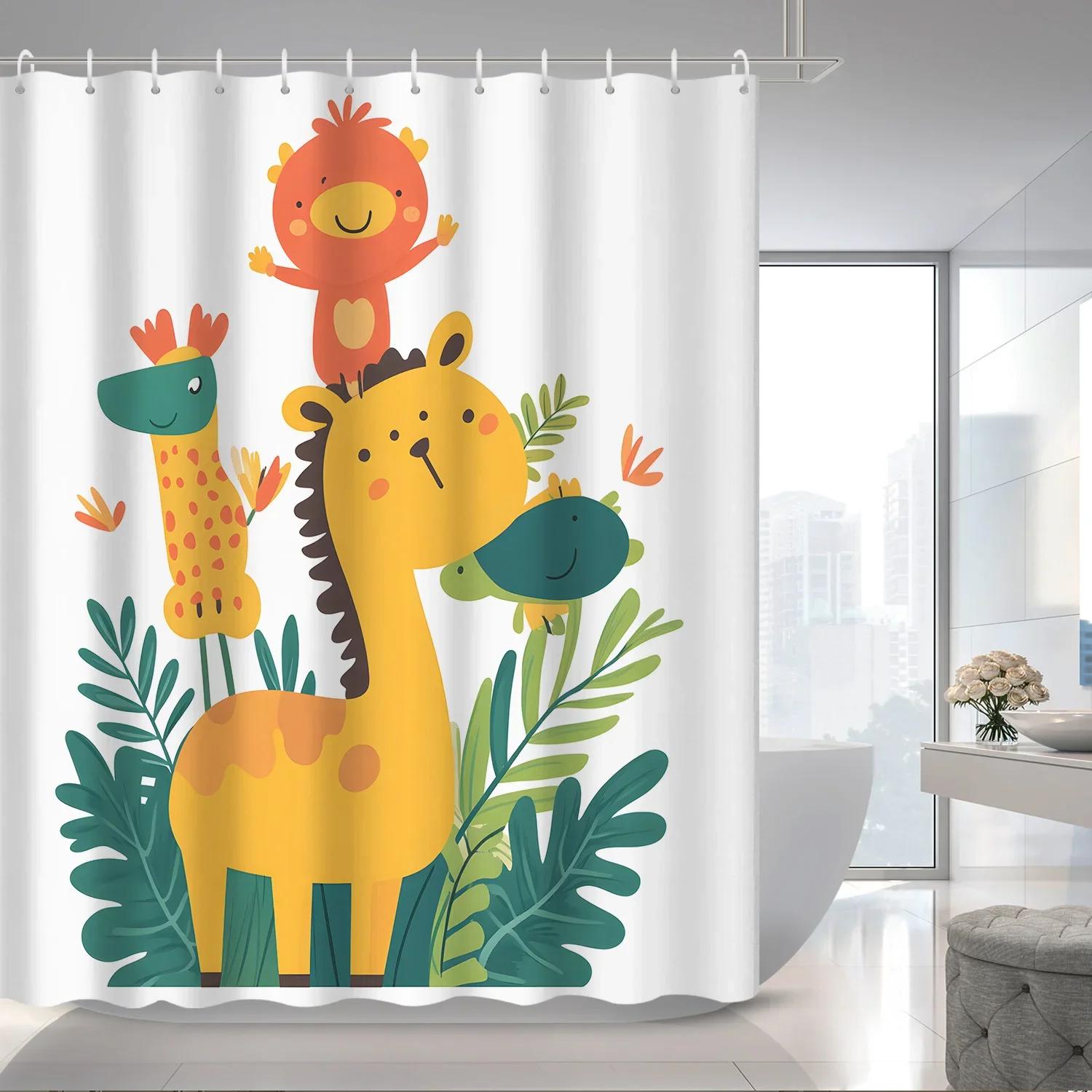 1Pc Cartoon Animal Forest Shower Curtain Partition Curtain, Cute Giraffe Monkey And Green Leaf Curtain, 12 Hooks Shower W60H190(CM)-1 Pcs
1Pc Cartoon Animal Forest Shower Curtain Partition Curtain, Cute Giraffe Monkey And Green Leaf Curtain, 12 Hooks Shower W60H190(CM)-1 Pcs